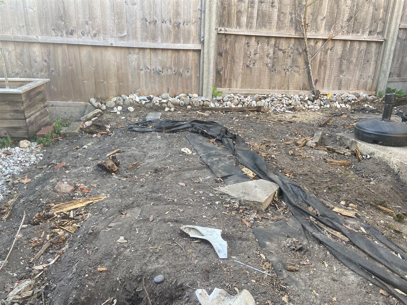 The original site before the garden office base work began.