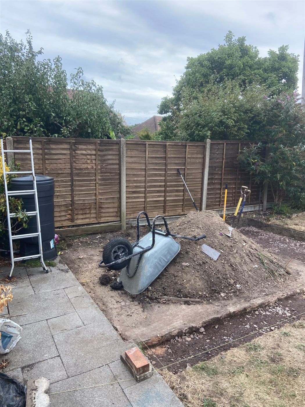 Excavated perimeter around the existing slab during the Yateley extension